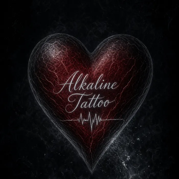Alkaline Tattoo cover art: a heart drawn in light on black